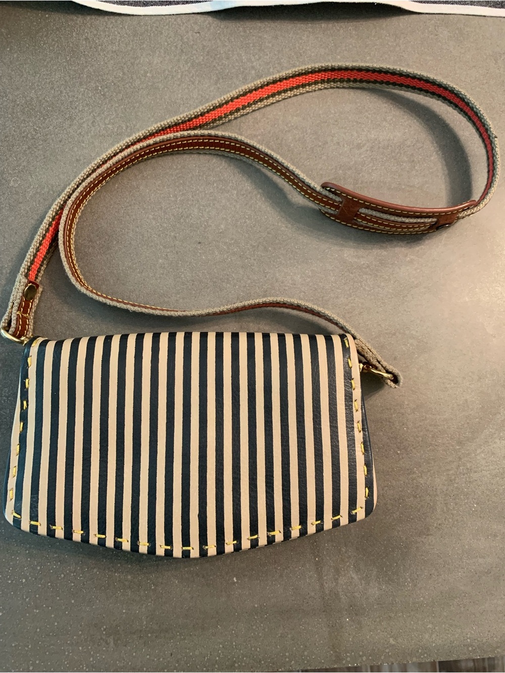 Anthropologie Holding Horses Striped Crossbody Bag in Black and Cream